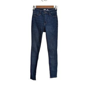 Old Navy Womens Dark Wash Rockstar Super Skinny High Rise Slim Pockets Jeans 00